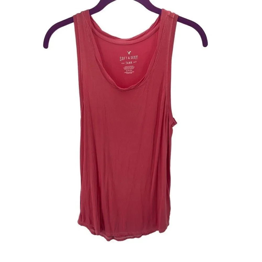 American Eagle Womens Soft Sexy Tank Stretch Scoopneck Casual AEO Pink Small